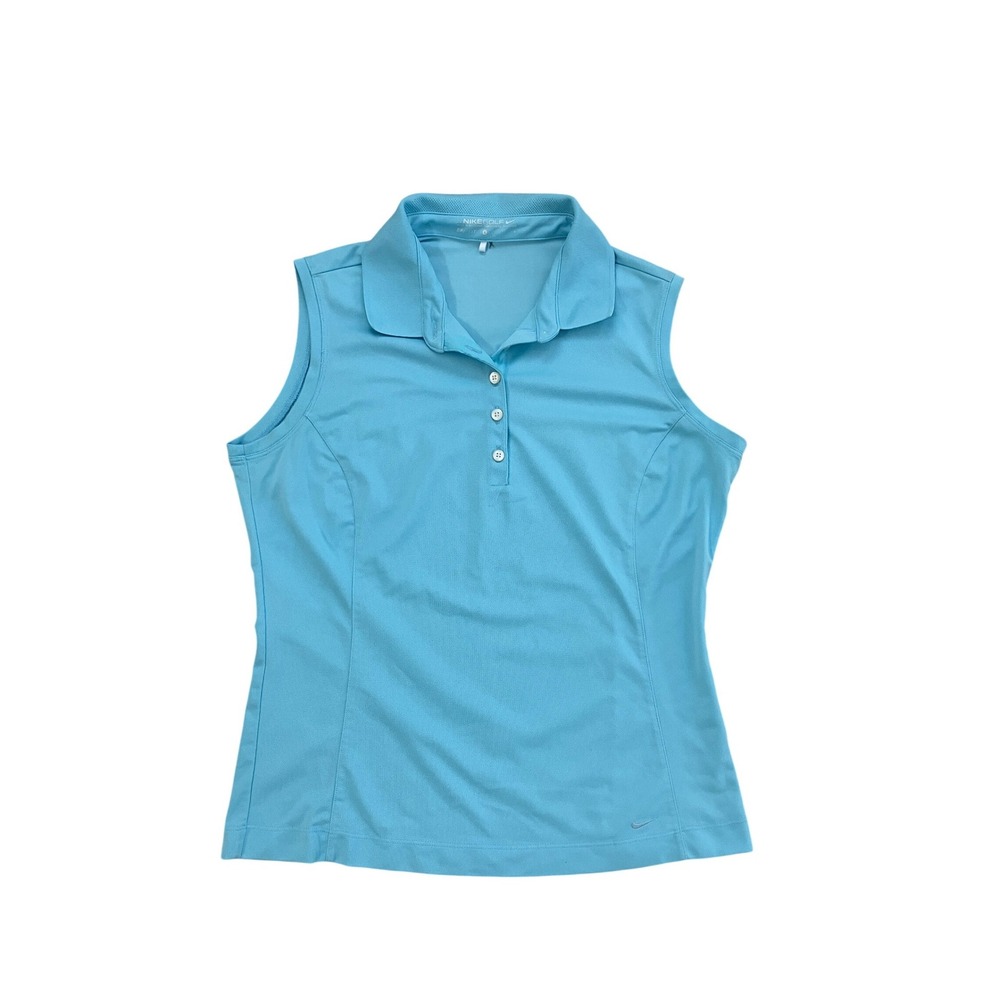 Nike Golf‎ Womens Dri-FIT Sleeveless Polo Shirt Light Blue Size Large Activewear